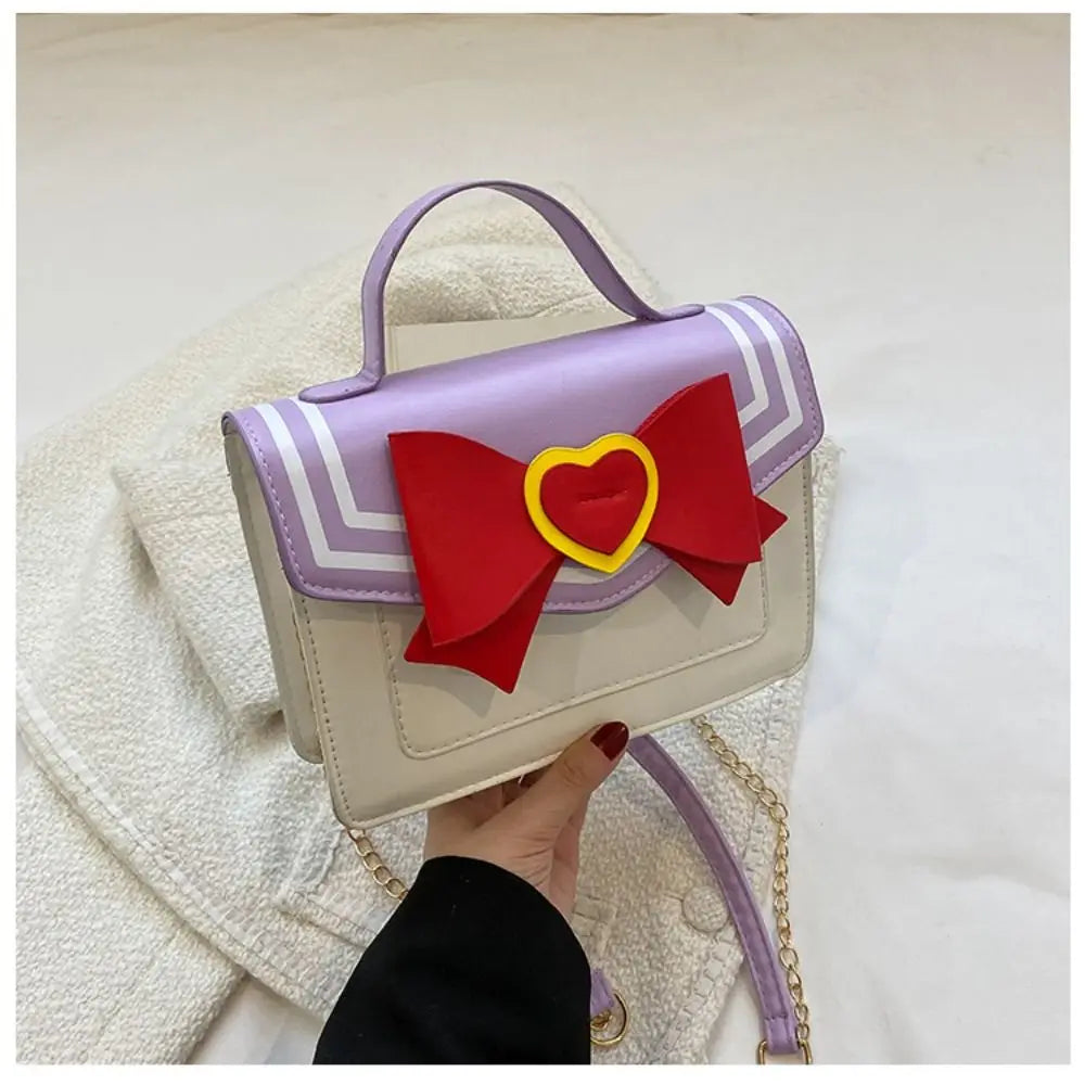 🌙 Magical Academy Uniform Handbag – Sweet Sailor Collar Bow & Gold Chain Crossbody