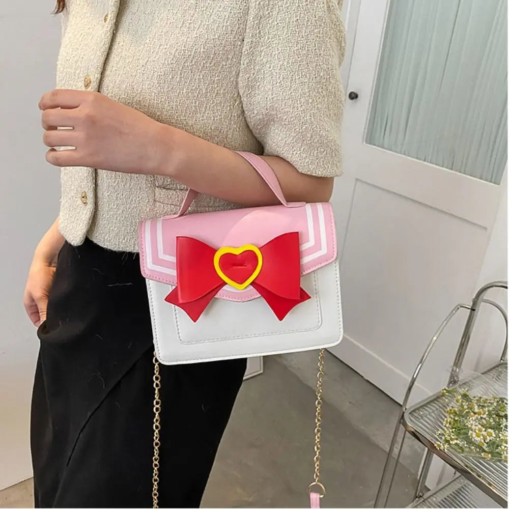 🌙 Magical Academy Uniform Handbag – Sweet Sailor Collar Bow & Gold Chain Crossbody