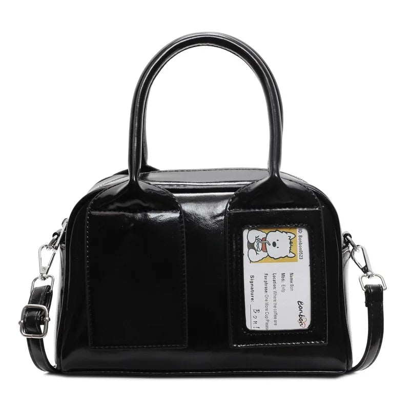 🎀 Adorable K-Pop Photocard Boston Bag – Sweet Coquette Lace & Heart Crossbody