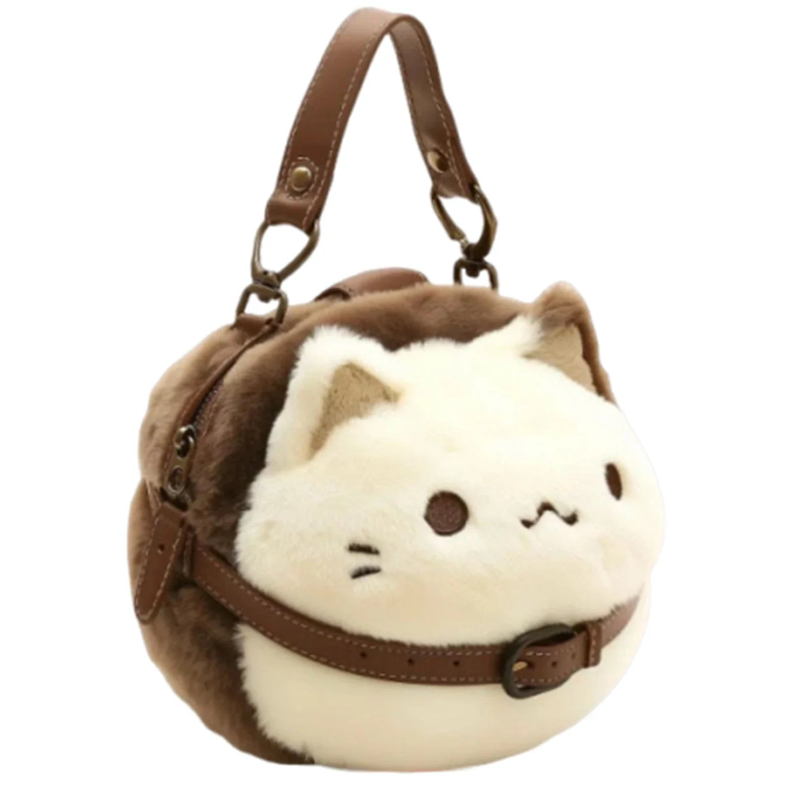 🐱 Cozy Plush Kitty Satchel Bag – Soft Felt Tabby Cat Shoulder Purse