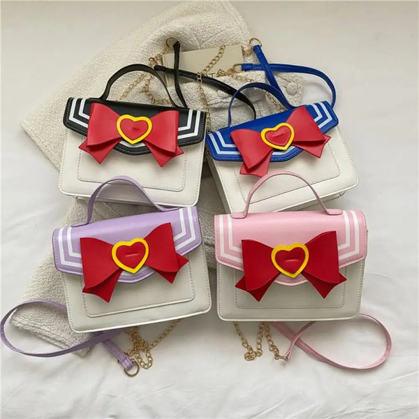 🌙 Magical Academy Uniform Handbag – Sweet Sailor Collar Bow & Gold Chain Crossbody