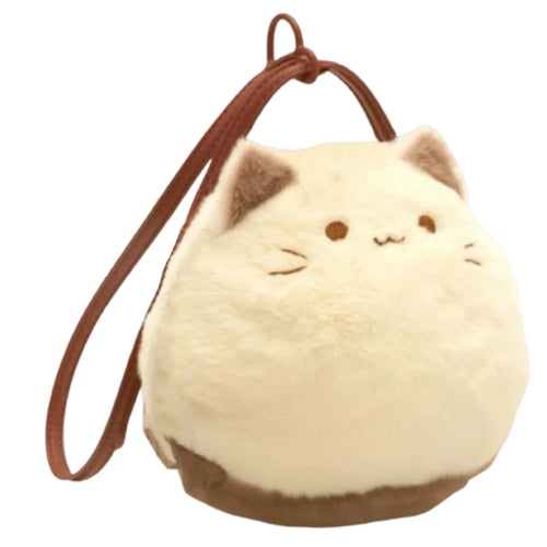 🐱 Cozy Plush Kitty Satchel Bag – Soft Felt Tabby Cat Shoulder Purse