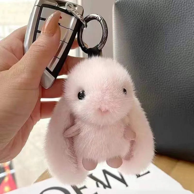 🐷 Fluffy Little Piggy Plush Keychain – Sweet Kawaii Soft Bag Charm