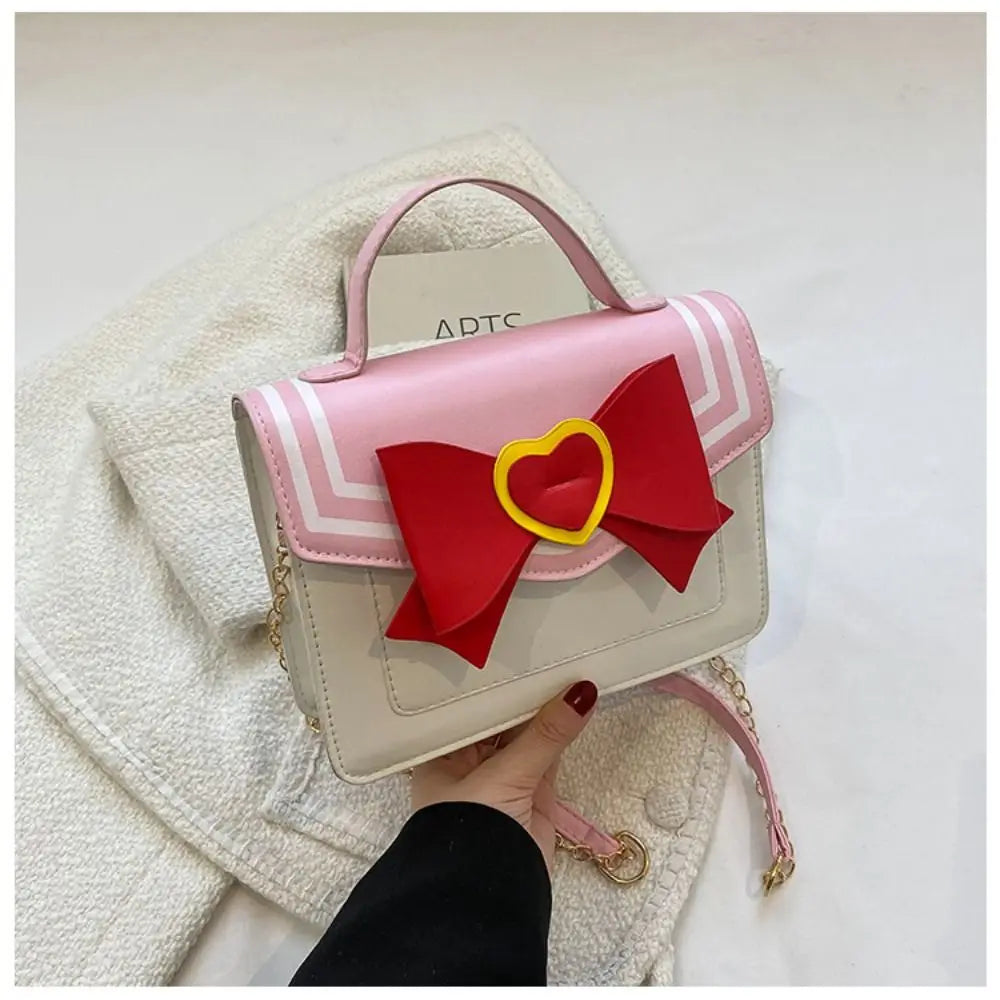 🌙 Magical Academy Uniform Handbag – Sweet Sailor Collar Bow & Gold Chain Crossbody