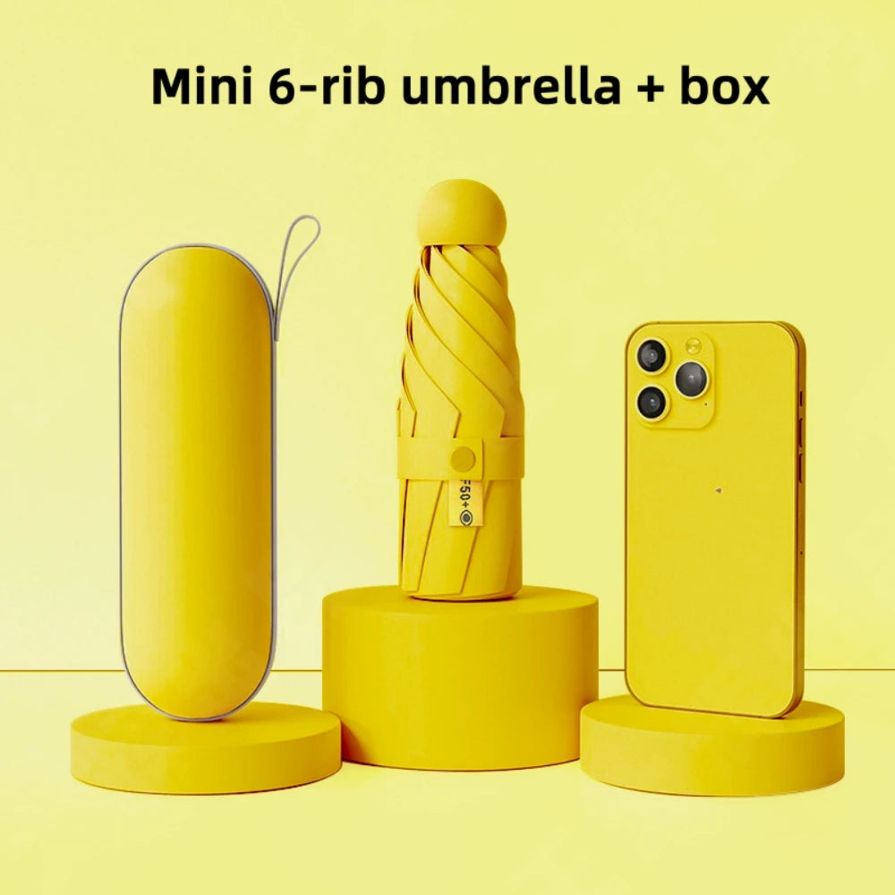 ☀️ Mini UPF 50+ UV Sun & Rain Pocket Umbrella – Cute Compact Capsule Travel Umbrella