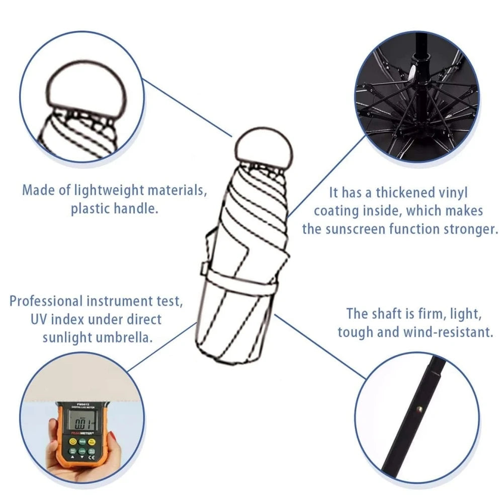 ☀️ Mini UPF 50+ UV Sun & Rain Pocket Umbrella – Cute Compact Capsule Travel Umbrella