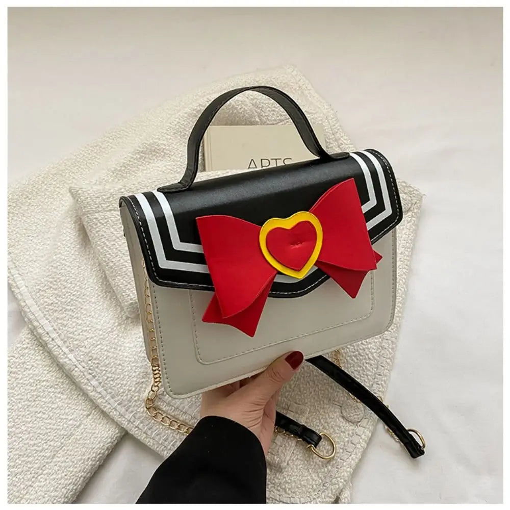 🌙 Magical Academy Uniform Handbag – Sweet Sailor Collar Bow & Gold Chain Crossbody