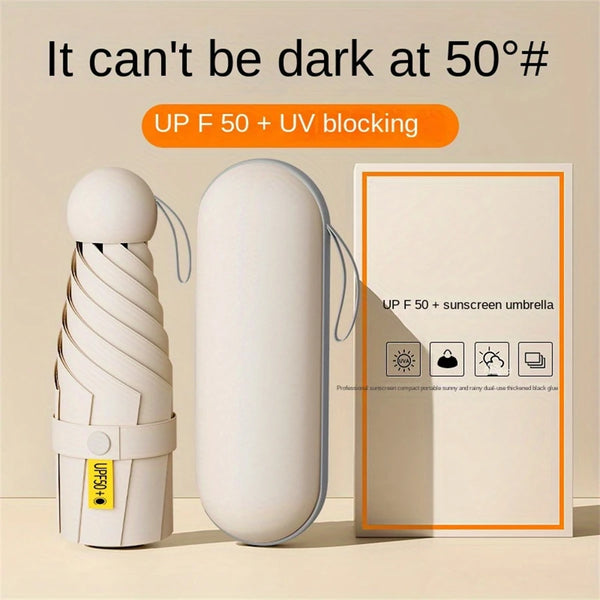 ☀️ Mini UPF 50+ UV Sun & Rain Pocket Umbrella – Cute Compact Capsule Travel Umbrella