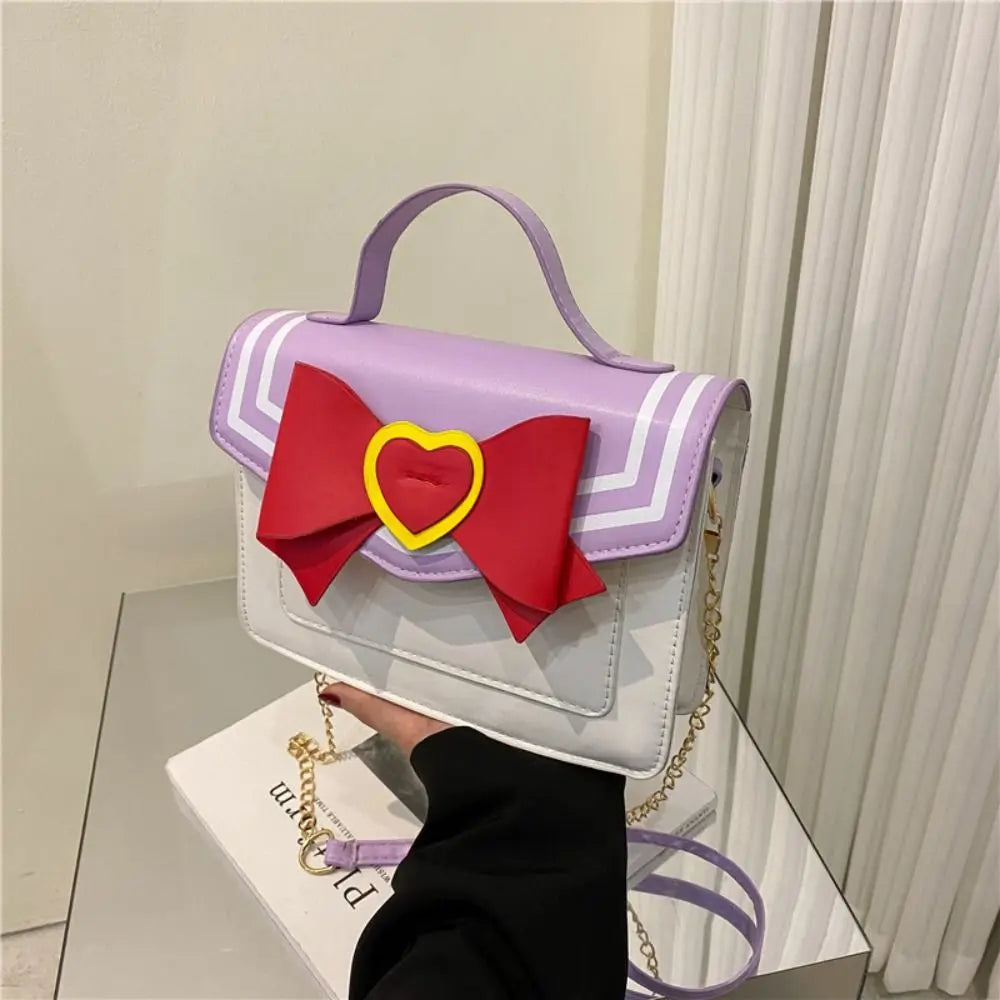 🌙 Magical Academy Uniform Handbag – Sweet Sailor Collar Bow & Gold Chain Crossbody